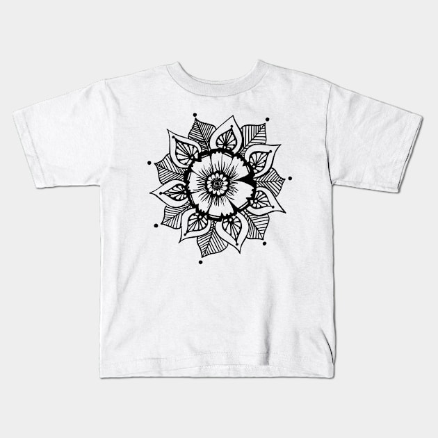 Mandala_Black Kids T-Shirt by kk3lsyy